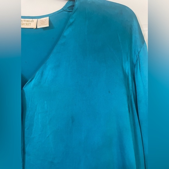 Vintage Victorias Secret Gold Label Silk Emerald Green Kimono Nightgown Size M/L - Picture 4 of 6